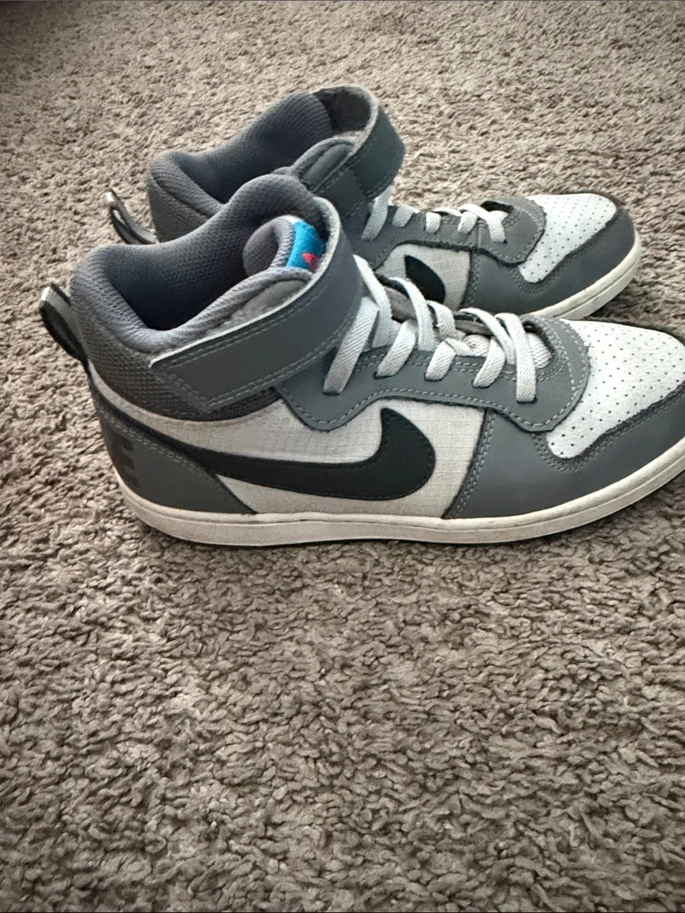 Nike Kids Gray, White & Black High-Top Sneakers